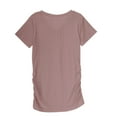thumbnail image 4 of Fashion $15 & under Olyvenn Short Sleeve Shirt for Women Eyelet Tops Summer V Neck Blouse 2025 Fashion Side Smocked Casual Blouses with Pocket Pink 12, 4 of 7
