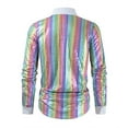 thumbnail image 4 of YLSDY Rainbow Sequin Mens Shirt Vintage Mens 70s Disco Outfits Button Down Long Sleeve Prom Party Costume Shiny Dance Shirt Multicolor XXL, 4 of 7