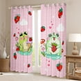 thumbnail image 3 of Feelyou Kawaii Green Frog Black Out Curtains for Kids, Cartoon Strawberry Fruit Curtains Pack of 2 (42x63 Each), Girly Pink Buffalo Bedroom Curtains, Blackout Curtains Room Decor, 3 of 7