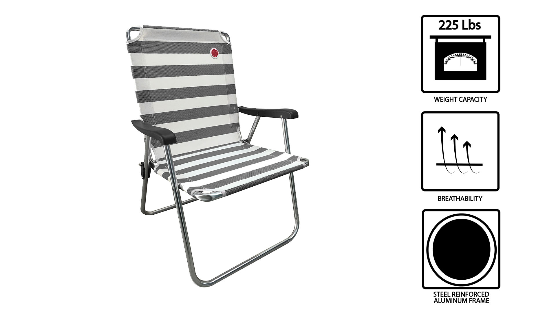 OmniCore Designs New Standard Folding Camp/Lawn Chair (2 Pack) Black / White - image 5 of 6