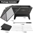 thumbnail image 6 of Fire Pit with Waterproof Cover Outdoor Wood Burning 24.4in Firebowl Fireplace Poker Spark Screen Retardant Mesh Lid Extra Deep Large Square Outside Backyard Deck Heavy Duty Metal Grate Black, 6 of 8