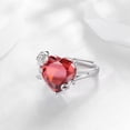 thumbnail image 4 of Juwaliy Women Heart Ring 925 Sterling Silver Plated Rose Flower January Birthstone Red Garnet Solitaire Ring Jewelry Mother Birthday Valentine's Day Gift, 4 of 11