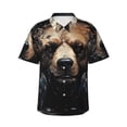 thumbnail image 1 of Balery Urban Bear With Headphones Camisas hawaianas de manga corta para hombre, camisas playeras de corte holgado, camisas de vacaciones con botones,Small, 1 of 7