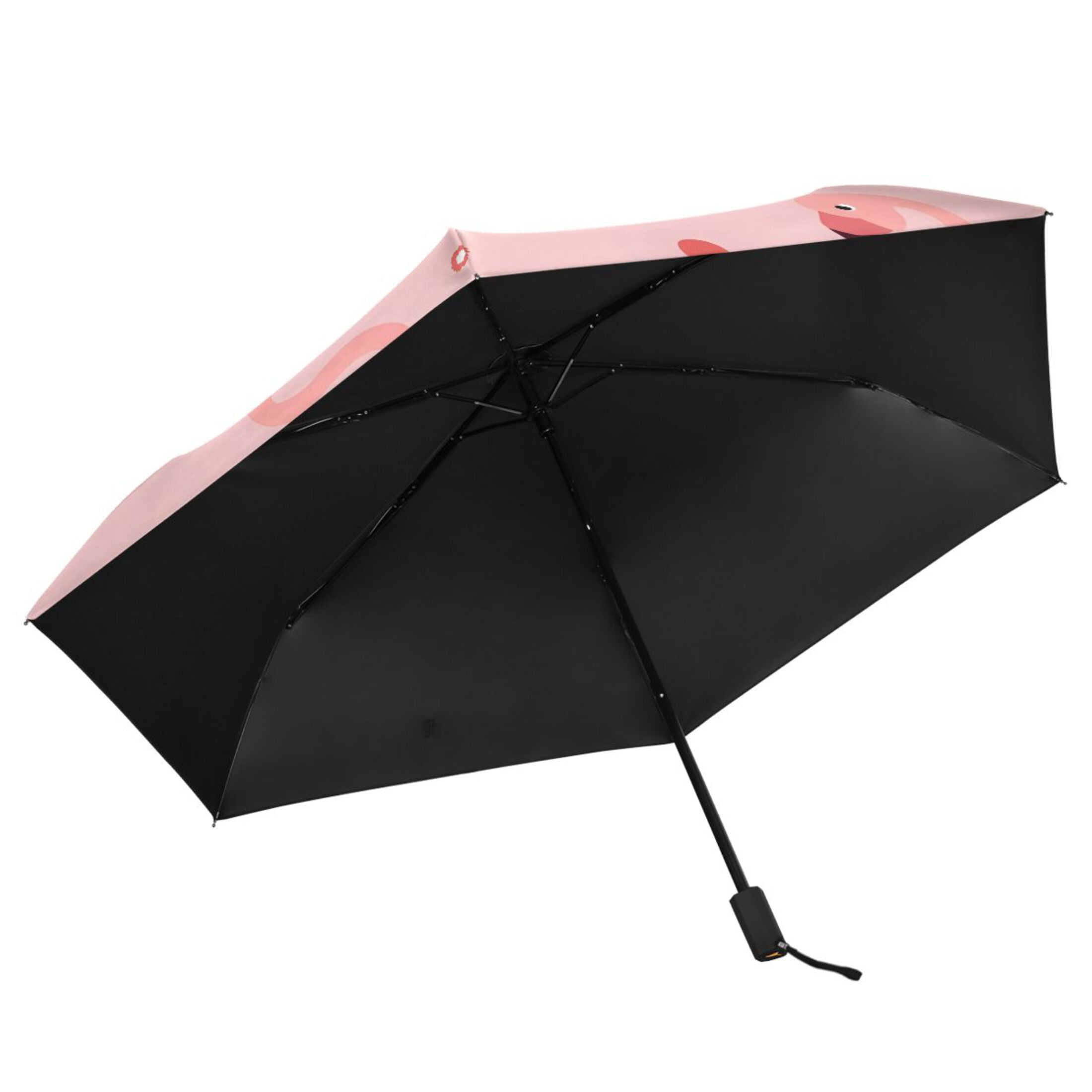 Flamingos and Flowers All Weather Umbrella Triple Folding Parasol 6 Ribs UV Protection Portable