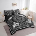 thumbnail image 3 of Homewish Vintage Damask Floral 7-Piece Bedding Comforter Set,Boho Style King Bedding Sets,White Black Bed Sheets For Adults,Breathable Bedroom Decorative Reversible, 3 of 8