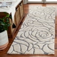 thumbnail image 2 of SAFAVIEH Casablanca Yadira Floral Shag Runner Rug, Ivory/Grey, 2'3" x 10', 2 of 8