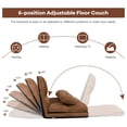 thumbnail image 5 of Adjustable Floor Sofa Bed, Foldable Lazy Sofa Bed with 6 Position Backrest & 2 Pillows, Convertible Futon Couch Bed with Suede Cloth Cover, Lounge Recliner for Living Room (Coffee), 5 of 8