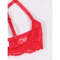 thumbnail image 4 of Women Hollow Out Cupless Bra Underwire Floral Lace Mesh Sheer Bra, 4 of 5