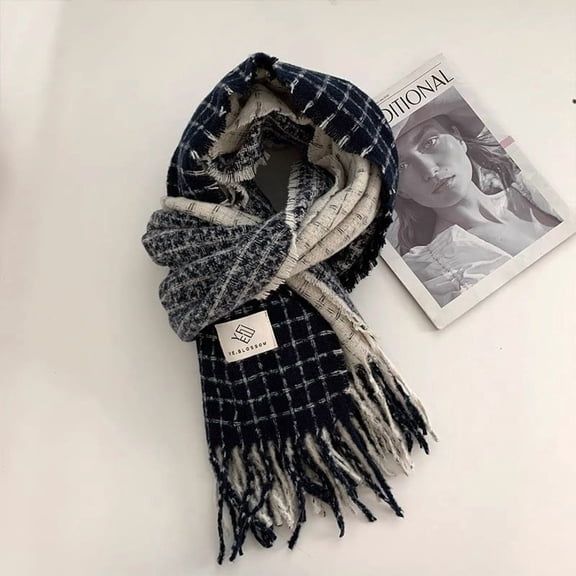 Plaid Norway striped scarf for women in autumn and winter, high-grade warm scarf, atmosphere