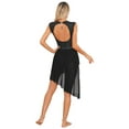 thumbnail image 4 of MSemis Women's Lyrical Dance Dress High Low Modern Contemporary Gymnastic Leotard Black M, 4 of 7