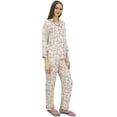 thumbnail image 4 of Bimba Off-White Printed Shirt With Elastic Waist Pajama Pant Night Wear Set-4, 4 of 5