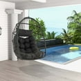 thumbnail image 1 of Costway Hanging Egg Chair Wicker Swing Hammock Chair with Head Pillow & Seat Cushion Gray, 1 of 10