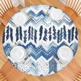 thumbnail image 2 of Blue Chevron Geometric Boho Pattern Round Fitted Tablecloth with Elastic Edge,Dining Table Cover Waterproof,Outdoor Round Tablecloth for Camping,Dining,Indoor and Outdoor, 2 of 7