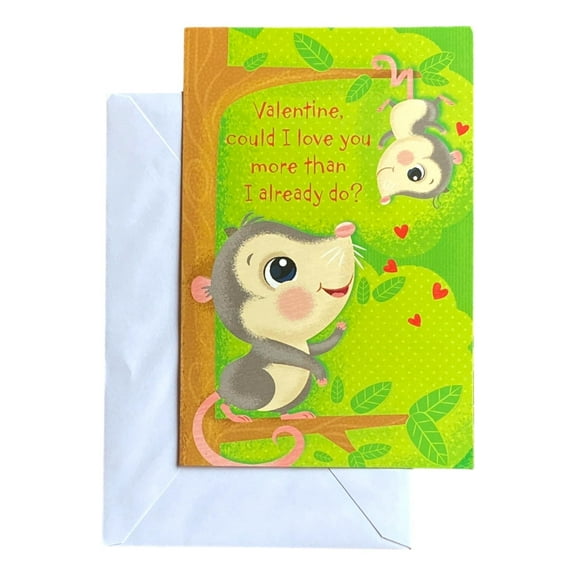 Valentine's Day Greeting Card for Kids - Valentine, could I love you more than I already do?; Possum
