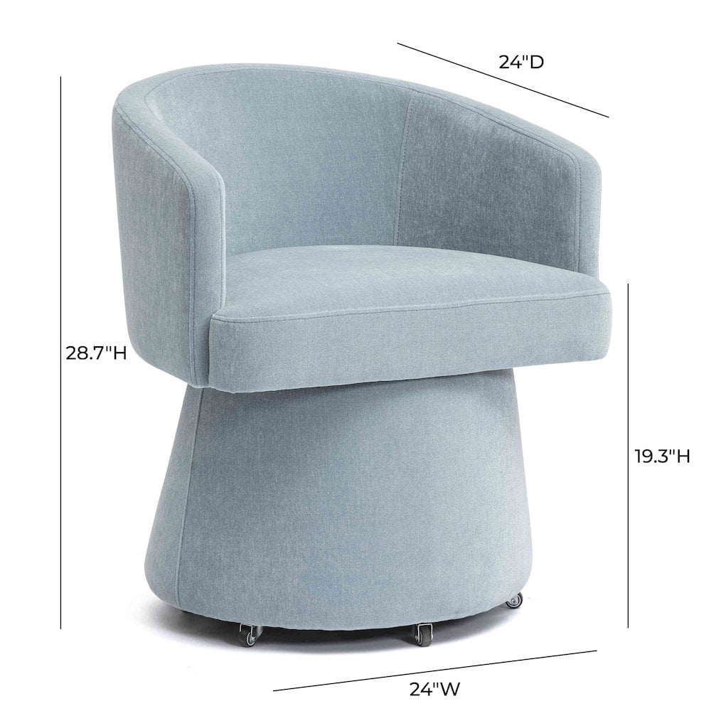 TOV Furniture Kristen Faded Blue Upcycled Chenille Rolling Desk Chair