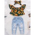 thumbnail image 3 of Dooleck Toddler Girl Ripped Jeans Sunflower Shirt Top Denim Pant Kids Girls Clothes, 3 of 8