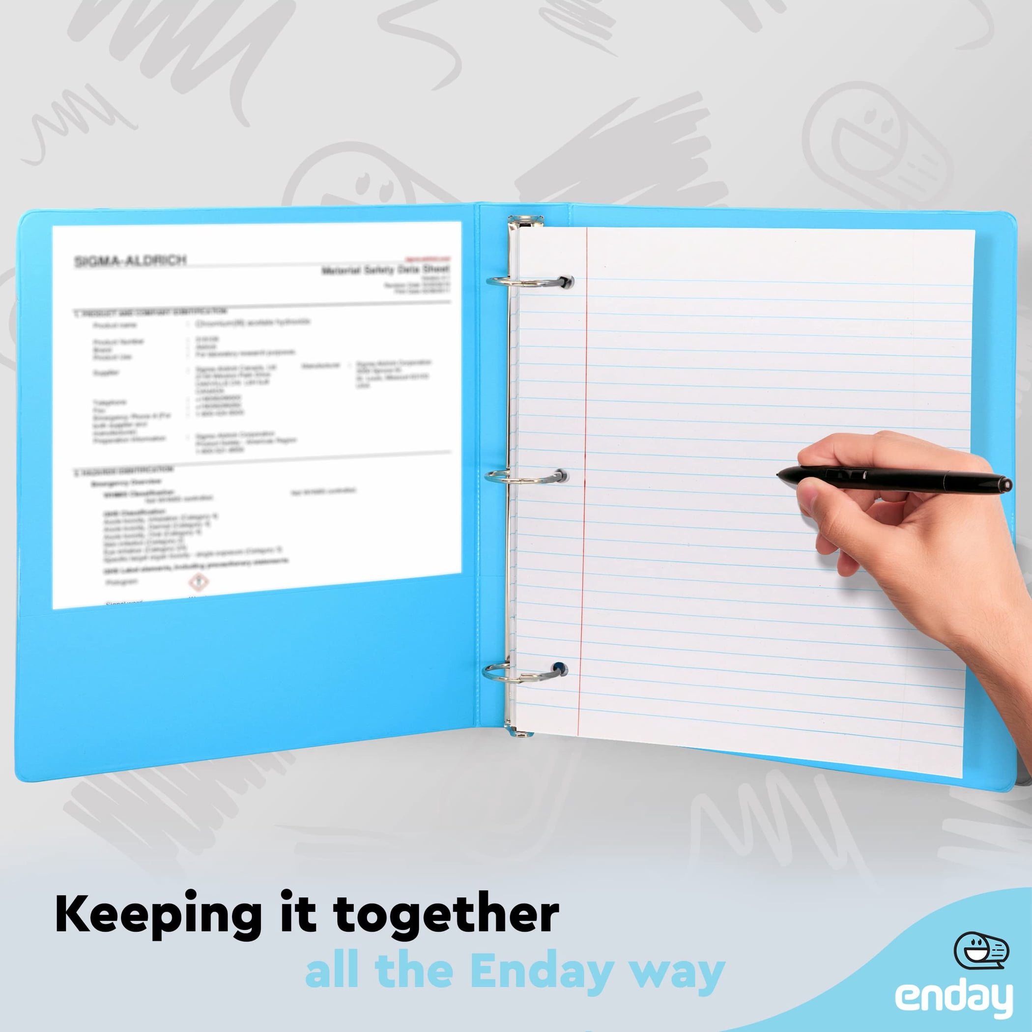 enday 3-Ring View Binder, O-Ring, Assorted Colors, 1-1/2 Inch, Pack of 4