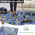 thumbnail image 5 of Vintage Boho Outdoor Rug for Patio/Deck/Porch, Non-Slip Large Area Rug 5 x 8 Ft, Middle Century Bohemia Style Patchwork Blue Indoor Outdoor Rugs Washable Area Rugs, Camping Rug Carpet Runner, 5 of 8
