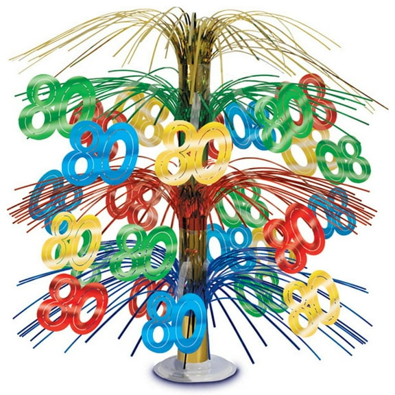 Beistle Pack of 6 Multi-Colored Happy "80th" Birthday Party Cascading Table Centerpieces 18"