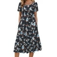 thumbnail image 2 of Fantaslook Summer Dresses for Women Casual Short Sleeve Pleated Dress Flowy Floral Dress with Pockets Flare Midi Sundress, 2 of 9