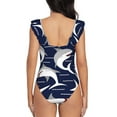 thumbnail image 6 of Yiaed Angry Shark Print Women's Ruffled One Piece Swimsuit V Neck Swimwear Slimming Monokini for Woman-XX-Large, 6 of 8
