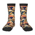thumbnail image 1 of Kdxio fall Pumpkin Daisy Print Children's Socks for Daily Wear and Sports Use Colorblock Mid-Calf Design Breathable Material, 1 of 5