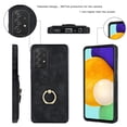 thumbnail image 2 of Feishell Fit for Samsung Galaxy A52 5G Case with 360° Rotatable Ring Holder,Shockproof Drop Resistant Premium Plain PU Leather Soft TPU Card Slots Kickstand Back Protective Phone Case,Black, 2 of 8