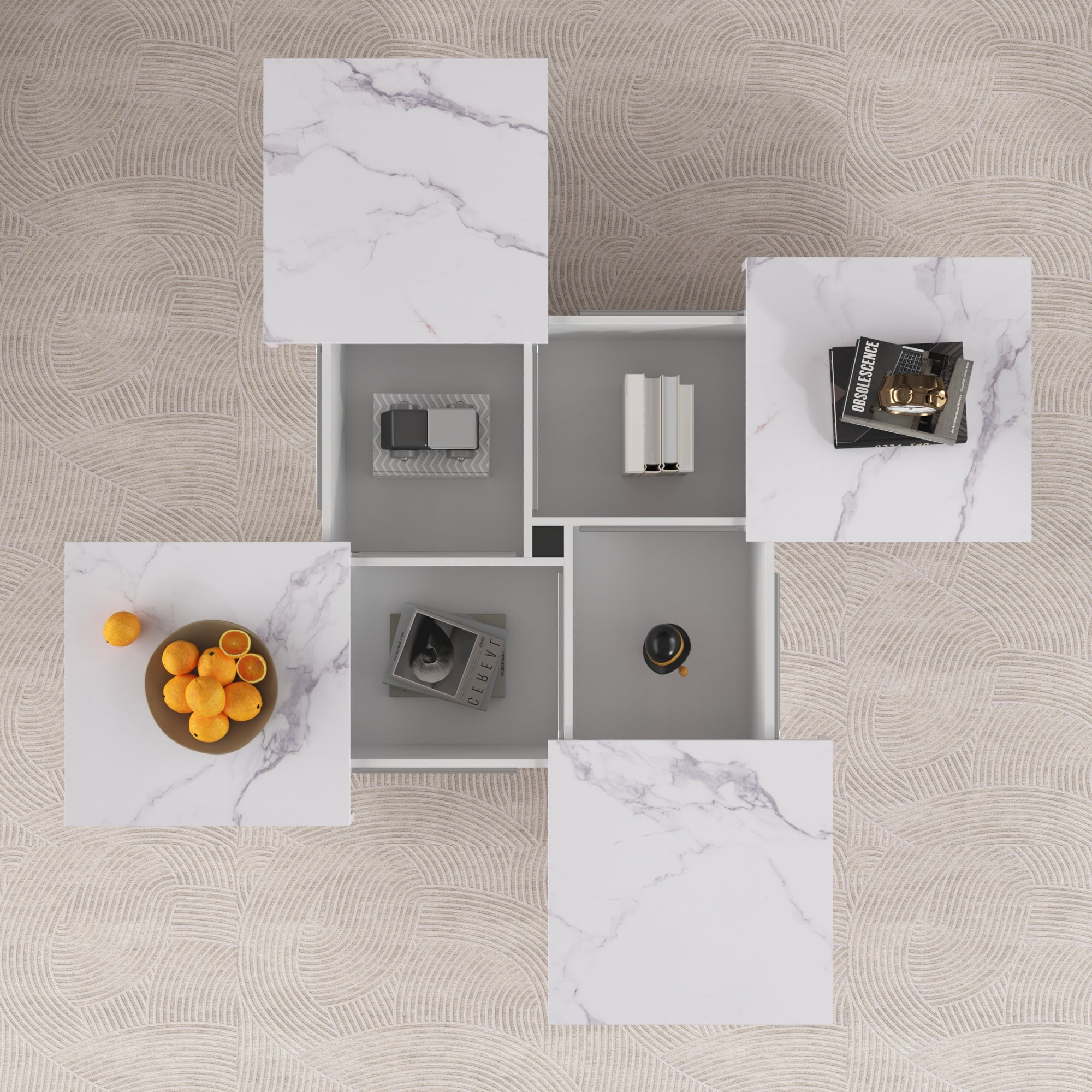 Euroco Modern Coffee Table with Sliding Top, Hidden Storage, Square Design, MDF Construction for Living Room