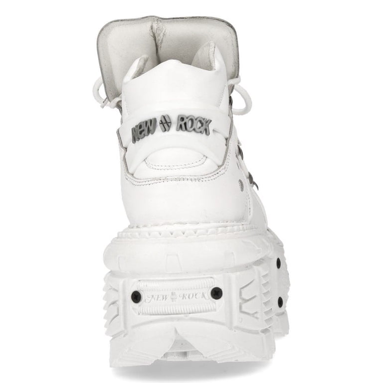 New Rock Boots M-TANK106-C1 Unisex White 100% Leather Goth