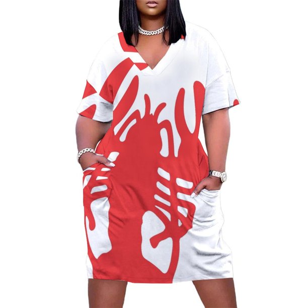 Red Lobster Loose Pocket Dress women's fashion dresses women clothes Dress women