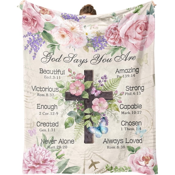 Christian Gifts for Women, Christian Blanket, Christian Gift with Flowers, Birthday Gifts for Women, Religious Gifts for Daughter, Mom Sister, Friends Inspirational Throw Blankets