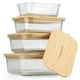 thumbnail image 1 of Set de recipientes de vidrio dokaworld con tapas de bambú x4, 1 of 9