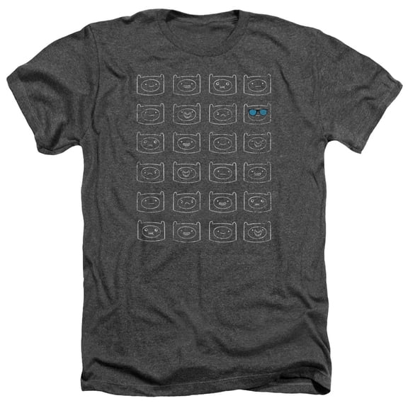 Adventure Time - Finn Faces - Heather Short Sleeve Shirt - Medium