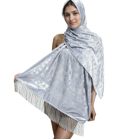 RUISINERY Luxurious Shawl for Women Lady Evening Dress Shoulder Wrap Multifunctional Long Tassels Scarf with Unique Embroidery