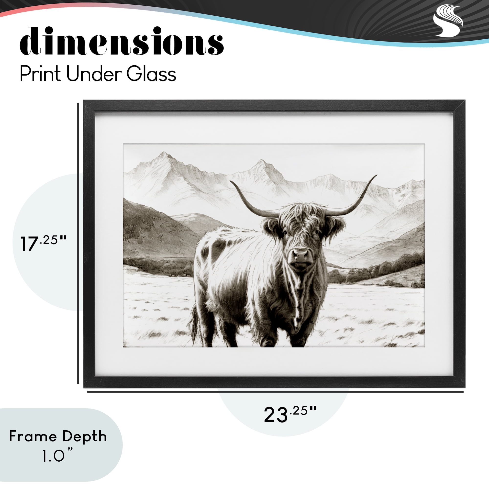 Stupell Industries Highland Sepia Sketch Black Framed Print Under Glass, design by Kim Allen