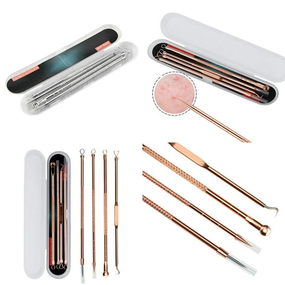 HYwys 4pcs set Stainless Steel Facial Pore Cleaner Extractor Face Skin Care Tools Blackhead Comedone Pimple Acne Remover Needles