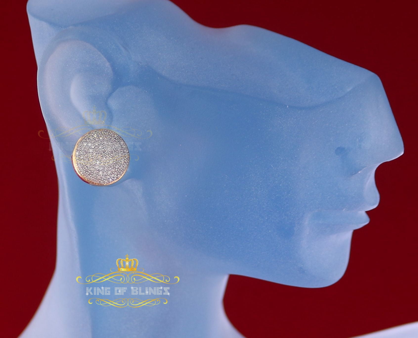 King of Bling's 925 Sterling Silver Yellow Hip Hop 0.66ct Diamond Men's/ Women's Stud Earrings