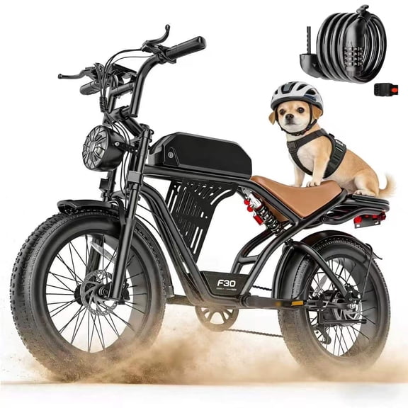 AZHAR Electric Mountain Bike for Adults, 20" Fat Tire, 48V 20Ah Battery, 2500W Peak Motor, 32MPH, UL2849 Certified Off-Road E-Bike