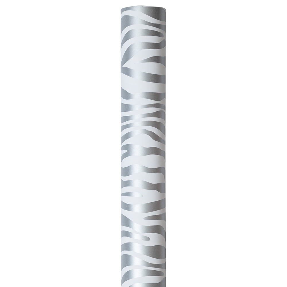 JAM Paper Silver & White Zebra Wrapping Paper, 50 Sq ft. Total, 2 per Pack