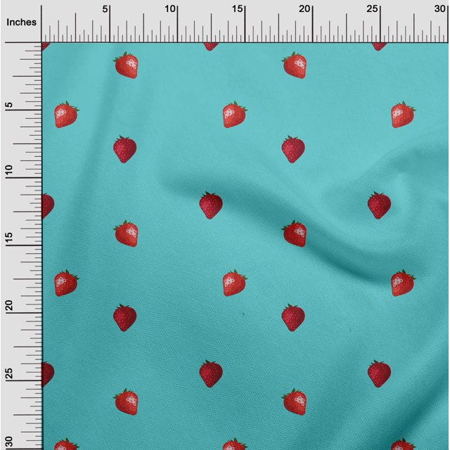 oneOone Tissu Viscose Georgette Imprimé Fraise par Yard 42 Pouces de Large