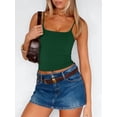 thumbnail image 4 of ANRABESS Womens Square Neck Tank Tops Adjustable Spaghetti Strap Double Lined Camisole Tops Basic Slim Fitted Comfy Breathable Summer Shirts Dark Green XL, 4 of 11