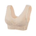 thumbnail image 1 of Sujetador deportivo push up con hebilla cruzada frontal y lateral, talla grande, sin aro de acero, con encaje ajustable, para correr, dormir, ropa interior hermosa para mujer, 1 of 6