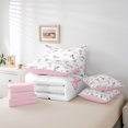 thumbnail image 6 of Manfei Pink Bowknot Ribbon 7 Pieces Full Size Bedding Sets,Dreamy Princess Bow Full Size Bed in a Bag,Pink Reversible, 6 of 7