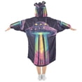 thumbnail image 2 of FORMRS Wearable Blanket Hoodie with Sleeves for Kids Cozy Flannel Sweatshirt, Purple UFO, 2 of 7