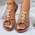 thumbnail image 4 of Sandals With Back Strap, Women's Flat Sandals, Womens Sandals Dressy Summer: Comfortable Bohemian Flats Elastic Ankle Strap Walking Vacation Shoes 2026 Women Footwear, Khaki 9, 4 of 8