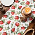 thumbnail image 4 of Table Runner - 90 Inch Long, Red Strawberry Kitchen Dining Table Runner Dresser Scarves, Summer Fruits Farmhouse Leaves Floral Rustic Farmhouse Decor for Coffee Tables Wedding Party Banquet, 4 of 8