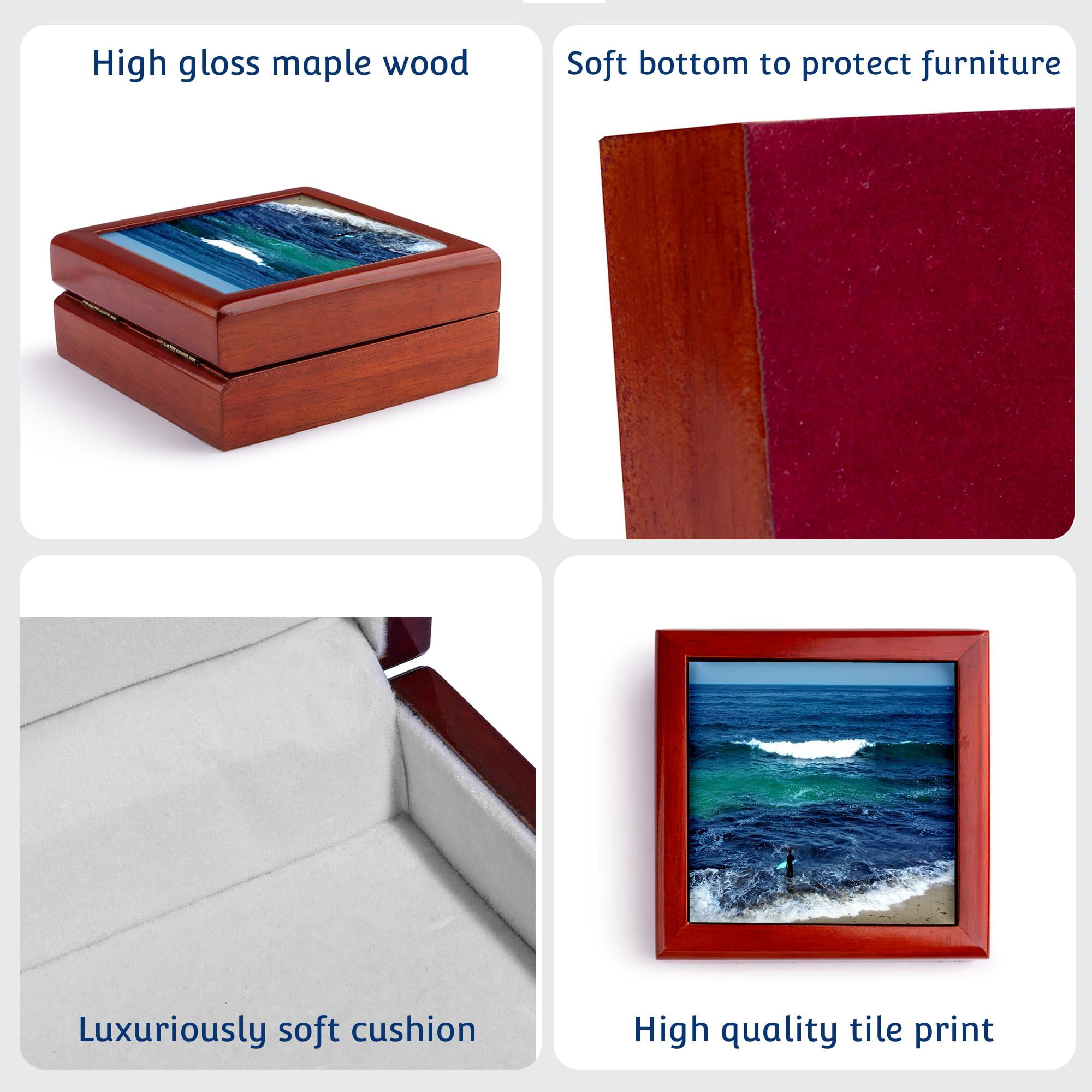 3dRose, Surfer In The Hawaiian Waves, Jewelry Box 5.5x5.5 inch with 4 inch tile