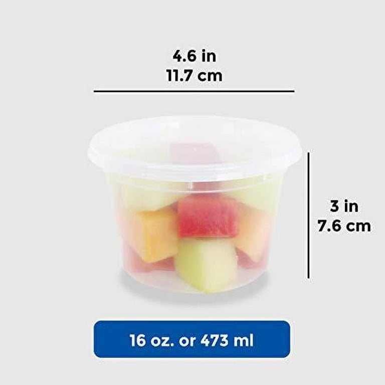 FULING [48pack 16oz Plastic Containers With Lids Deli Disposable Food  Storage Takeout Containers Airtight BPA-Free Leakproof Round Bowls for Soup