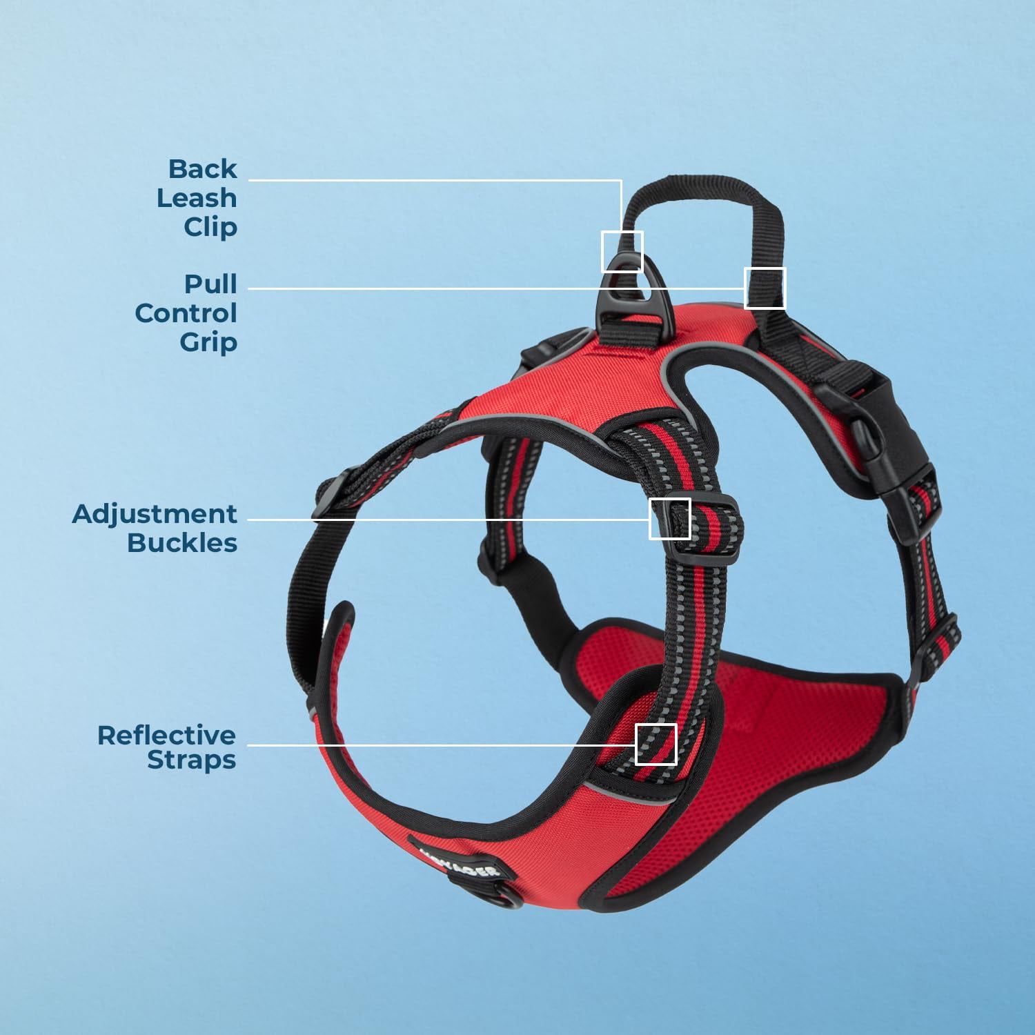 Voyager Dog Harness Dual Leash Attachment No-Pull Control Adjustable Soft but Strong Pet Harness for Medium and Large Dogs with 3M Reflective Technology - Red Lattice, S (Chest: 16 - 20")