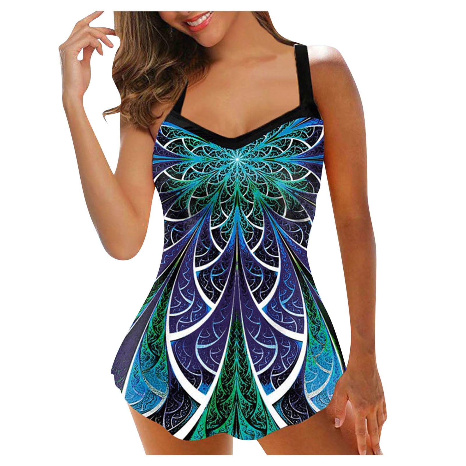 Ichuanyi Swimsuits for Women Clearance Women Plus Size Print Strappy ...